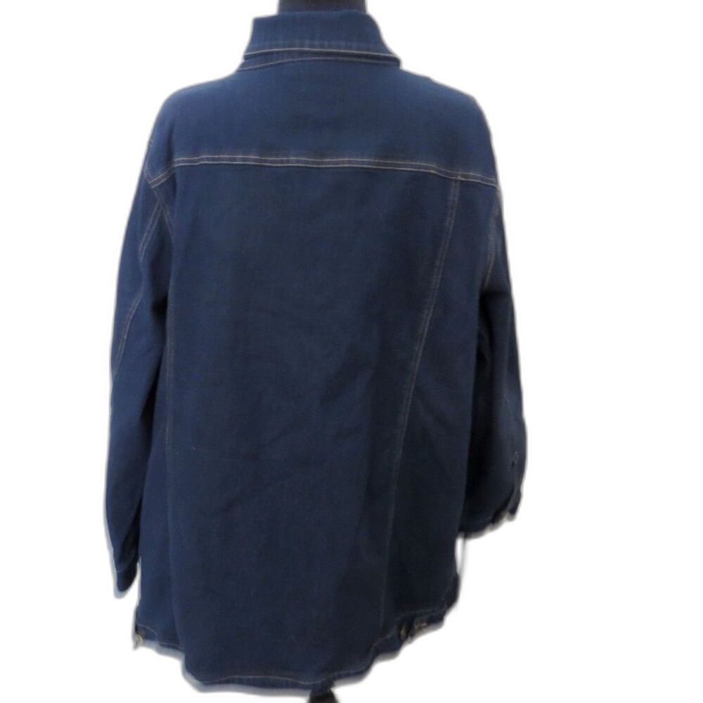 Woman Within Plus Size Long Stretch Denim Jacket Oversized Blue 18W NWOT - Picture 2 of 10
